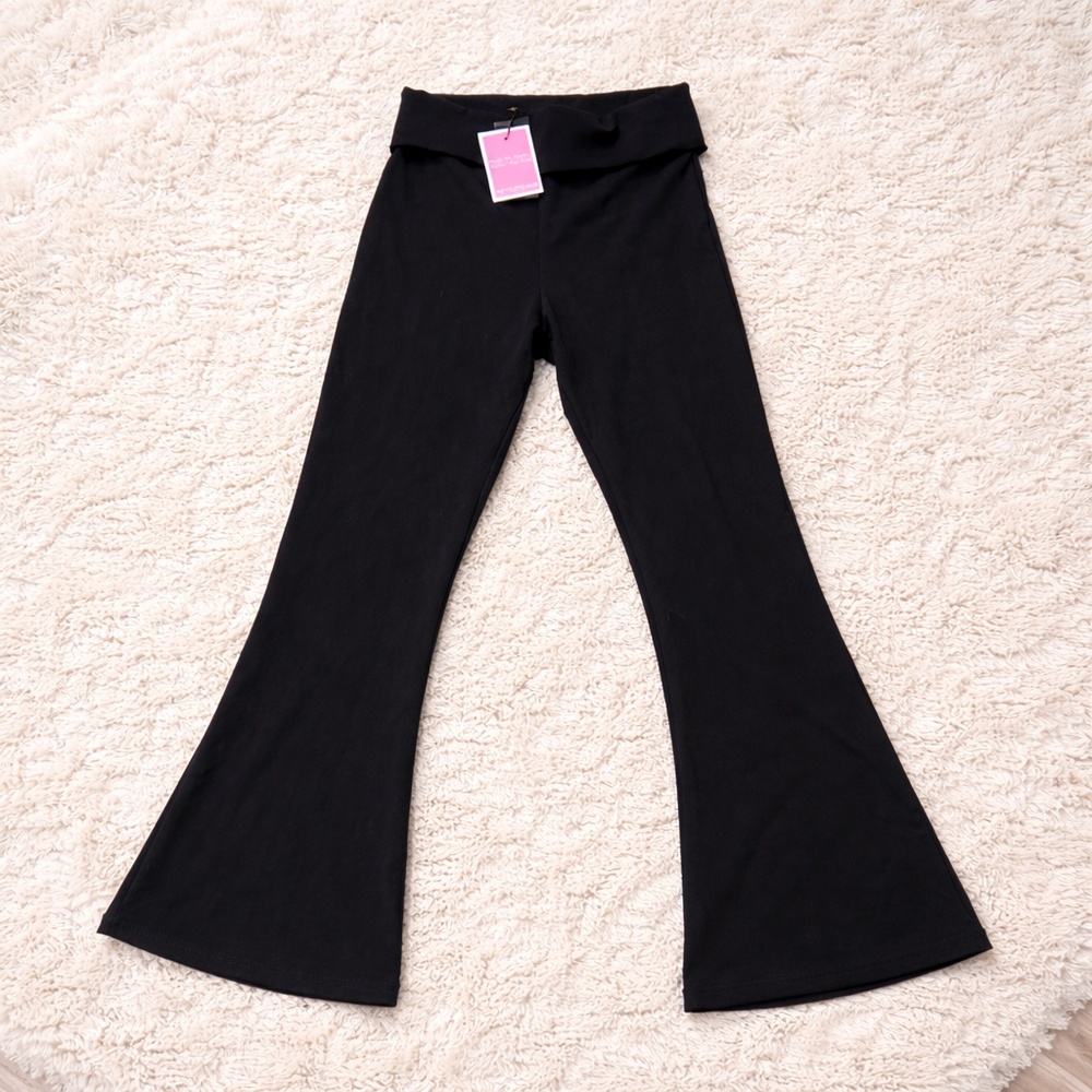 PETITE BLACK CONTOUR SCULPT FOLDOVER PANTS